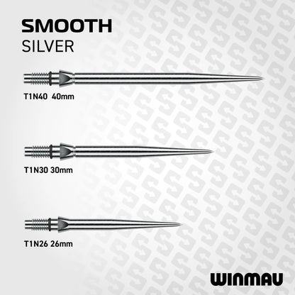 Winmau Switch Steel Tip Points - Smooth Silver 40mm