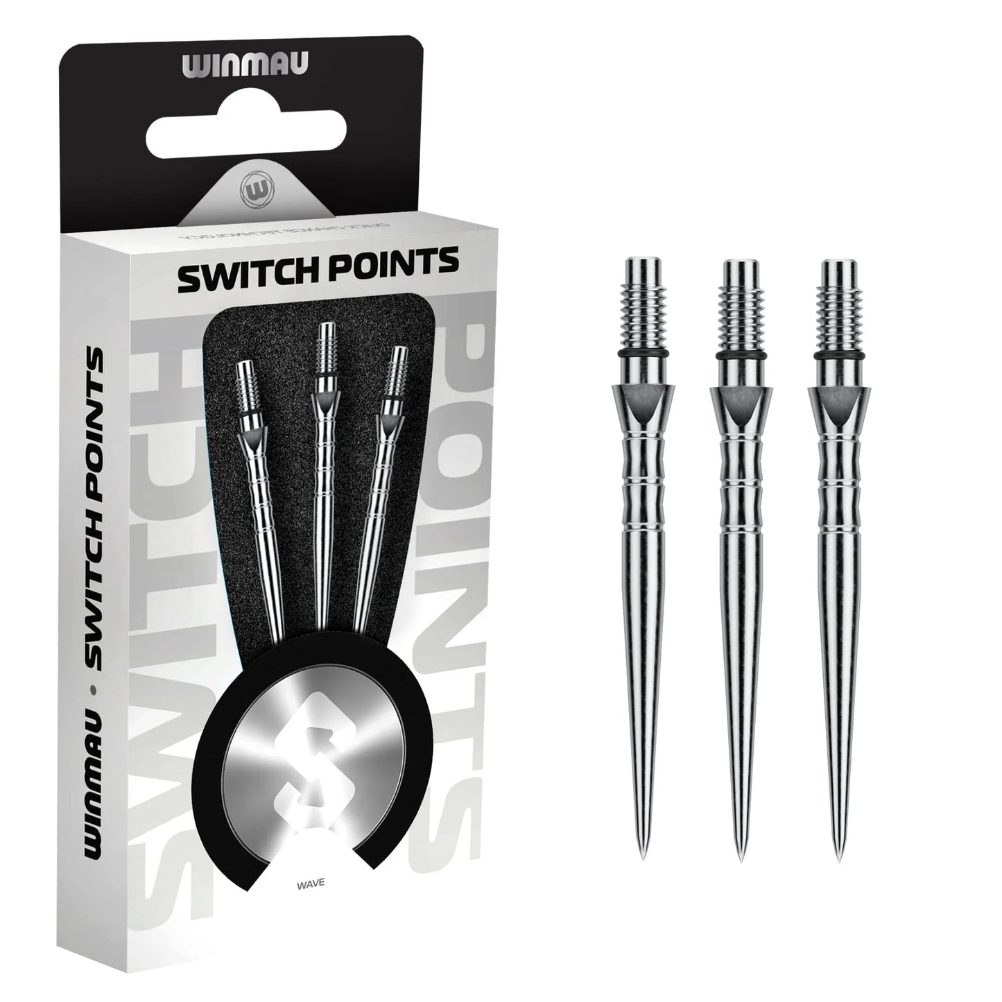 Winmau Switch Steel Tip Points - Wave Silver 40mm