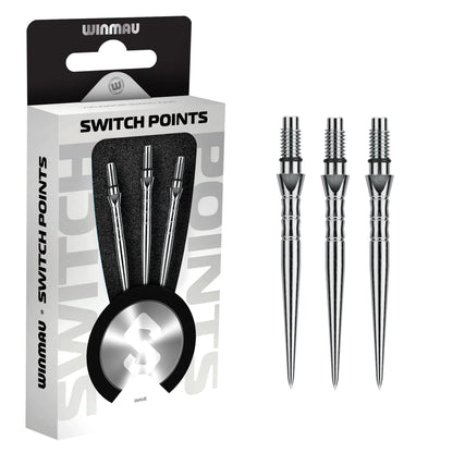 Winmau Switch Steel Tip Points - Wave Silver 40mm