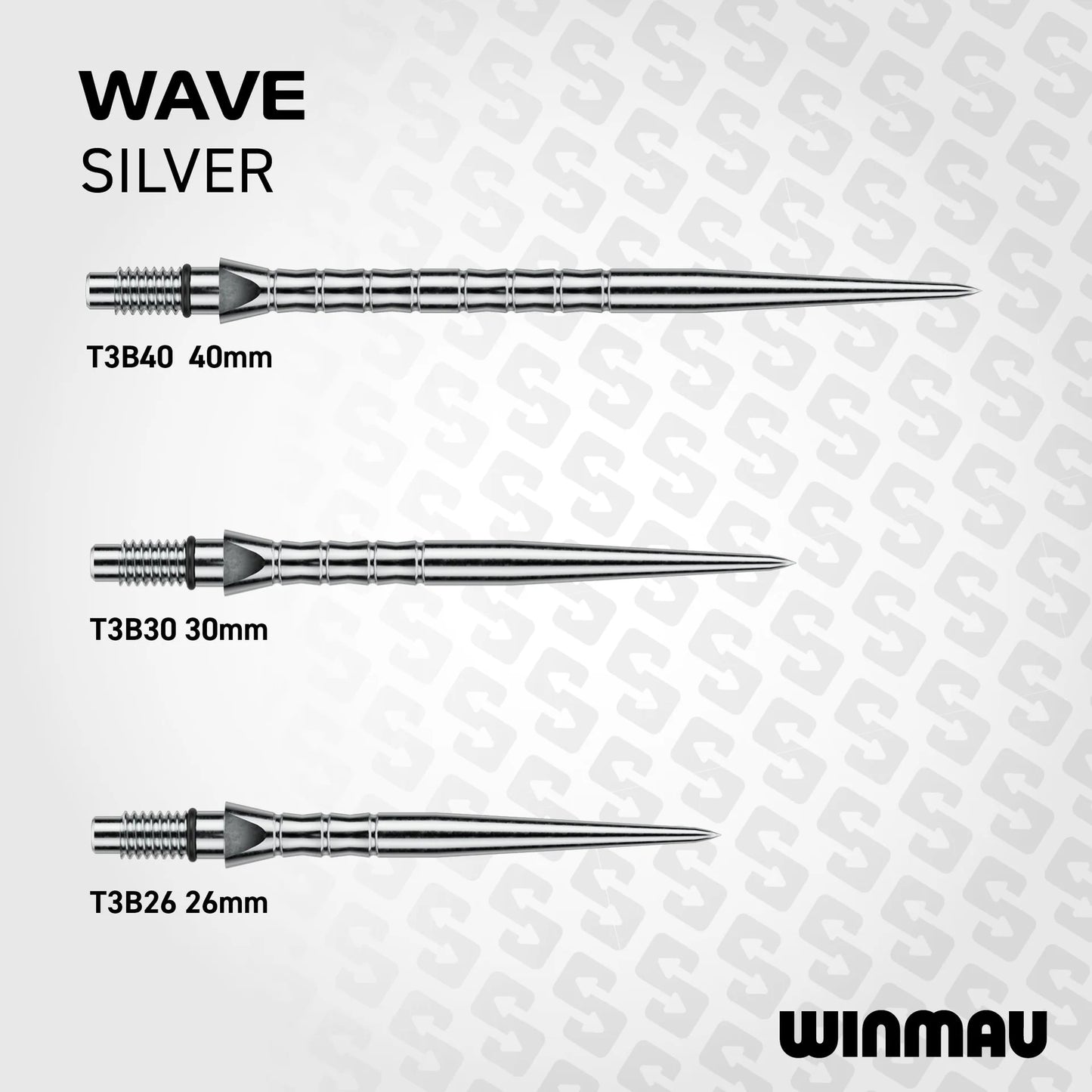 Winmau Switch Steel Tip Points - Wave Silver 40mm