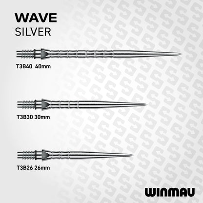 Winmau Switch Steel Tip Points - Wave Silver 40mm
