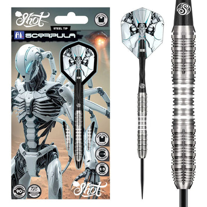 Shot AI Scorpula Steel Tip Dart Set-90% Tungsten Barrels-25gm