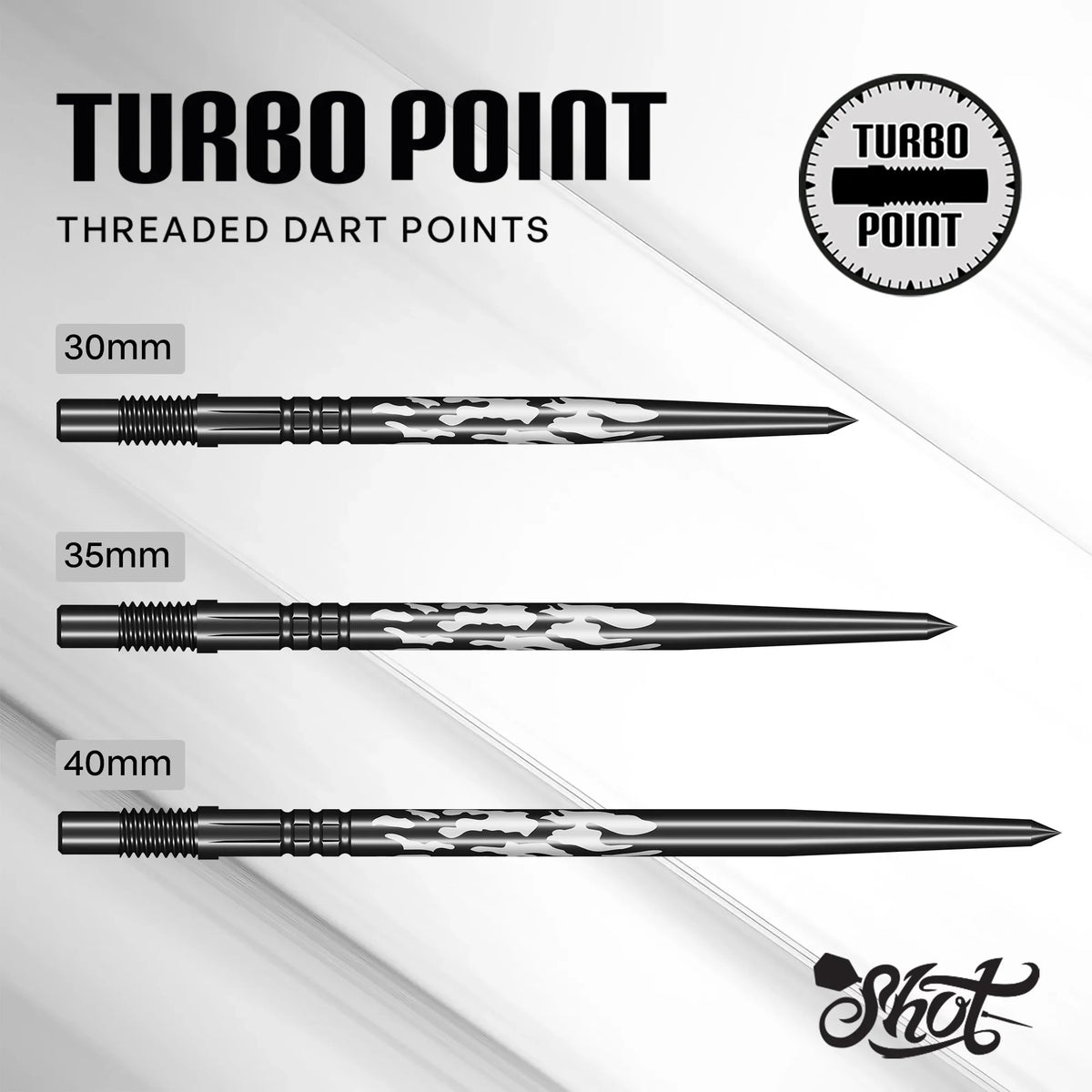 Shot Shadow Black Steel Tip Turbo Dart Points - 40mm