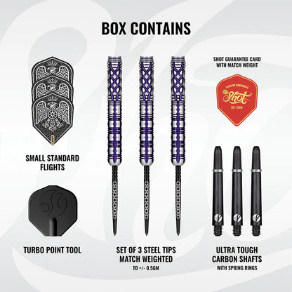 Shot Goths Visara Turbo Point Steel Tip Dart Set-90% Tungsten Barrels-23gm