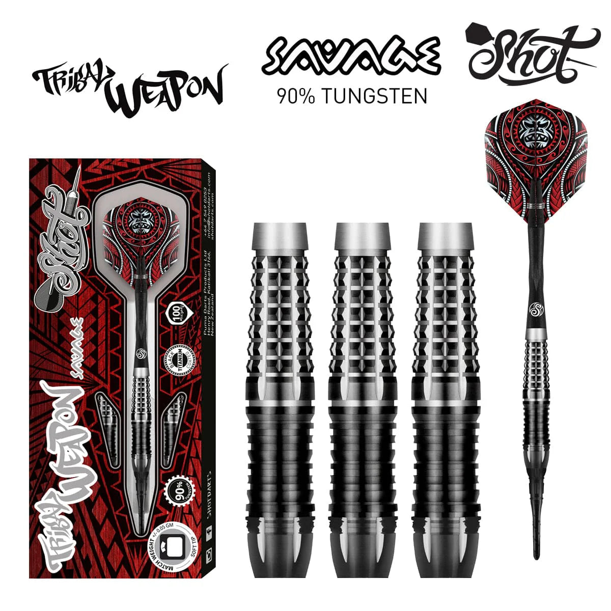 Shot Tribal Weapon Savage Soft Tip Dart Set-90% Tungsten-20gm