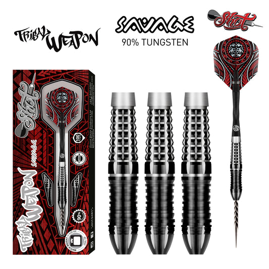 Shot Tribal Weapon Savage Steel Tip Dart Set-90% Tungsten-26gm