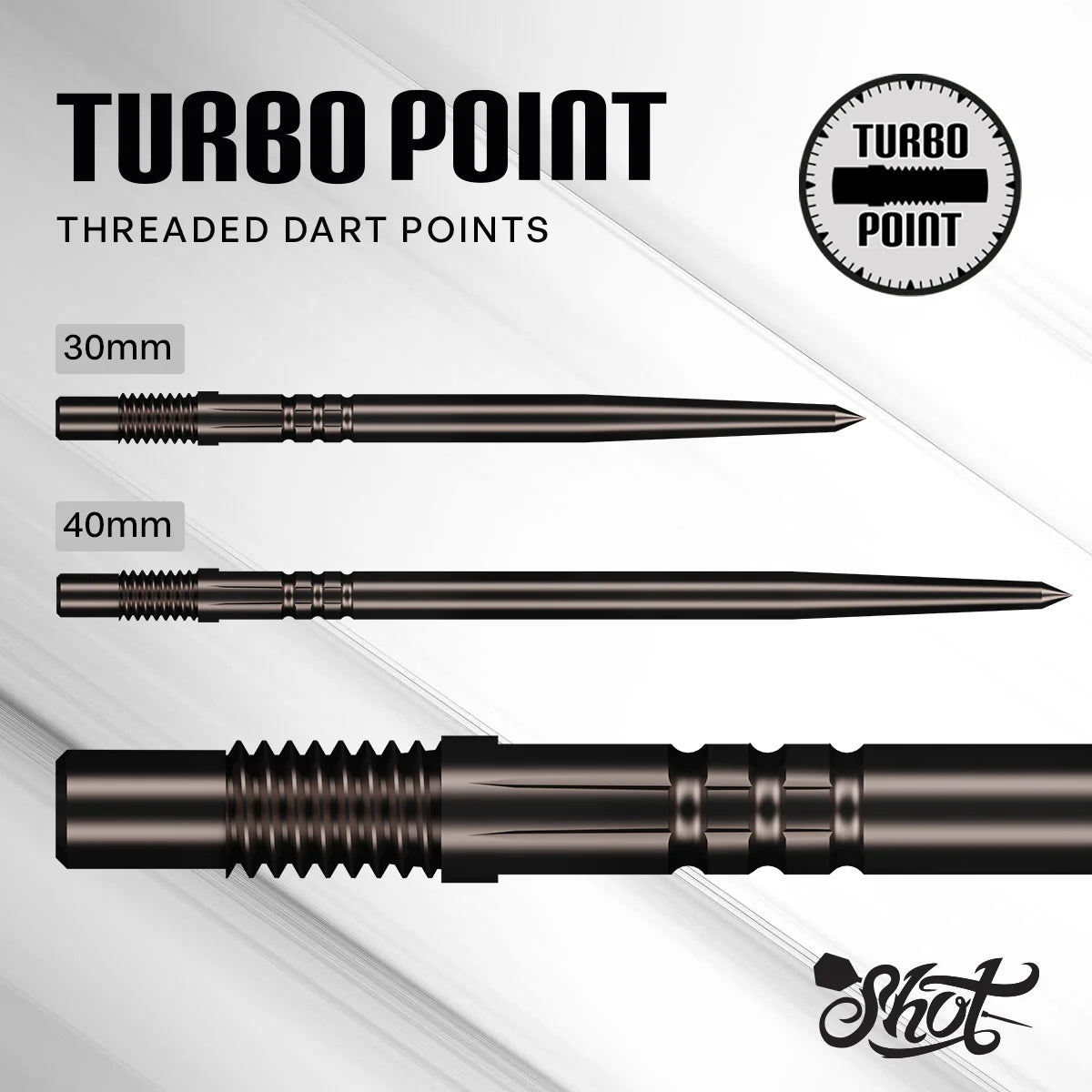 Shot Turbo Dart Points - Black 30mm
