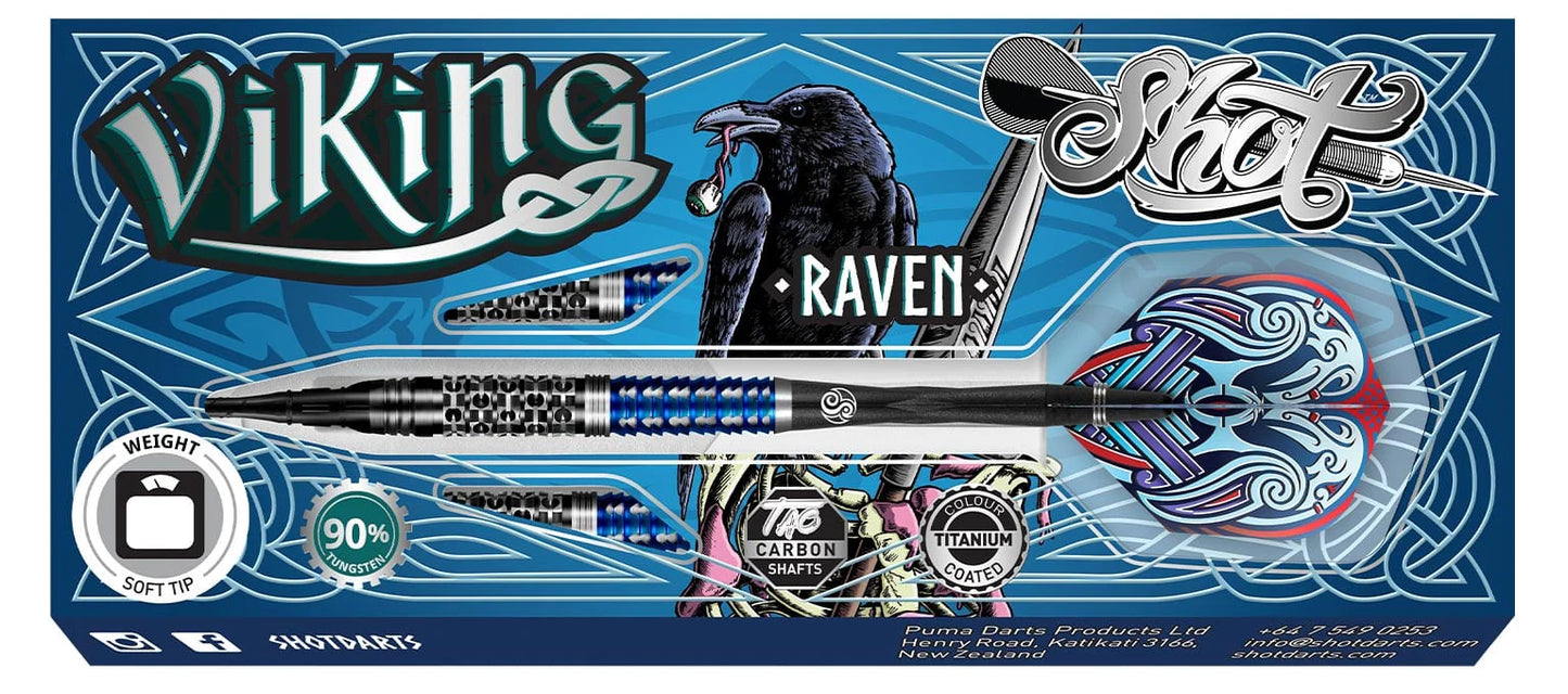 Shot Viking Raven Soft Tip Dart Set-90% Tungsten-18gm