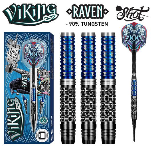 Shot Viking Raven Soft Tip Dart Set-90% Tungsten-18gm