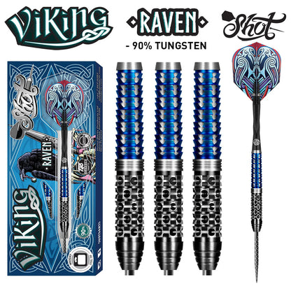 Shot Viking Raven Steel Tip Dart Set-90% Tungsten Barrels-25gm