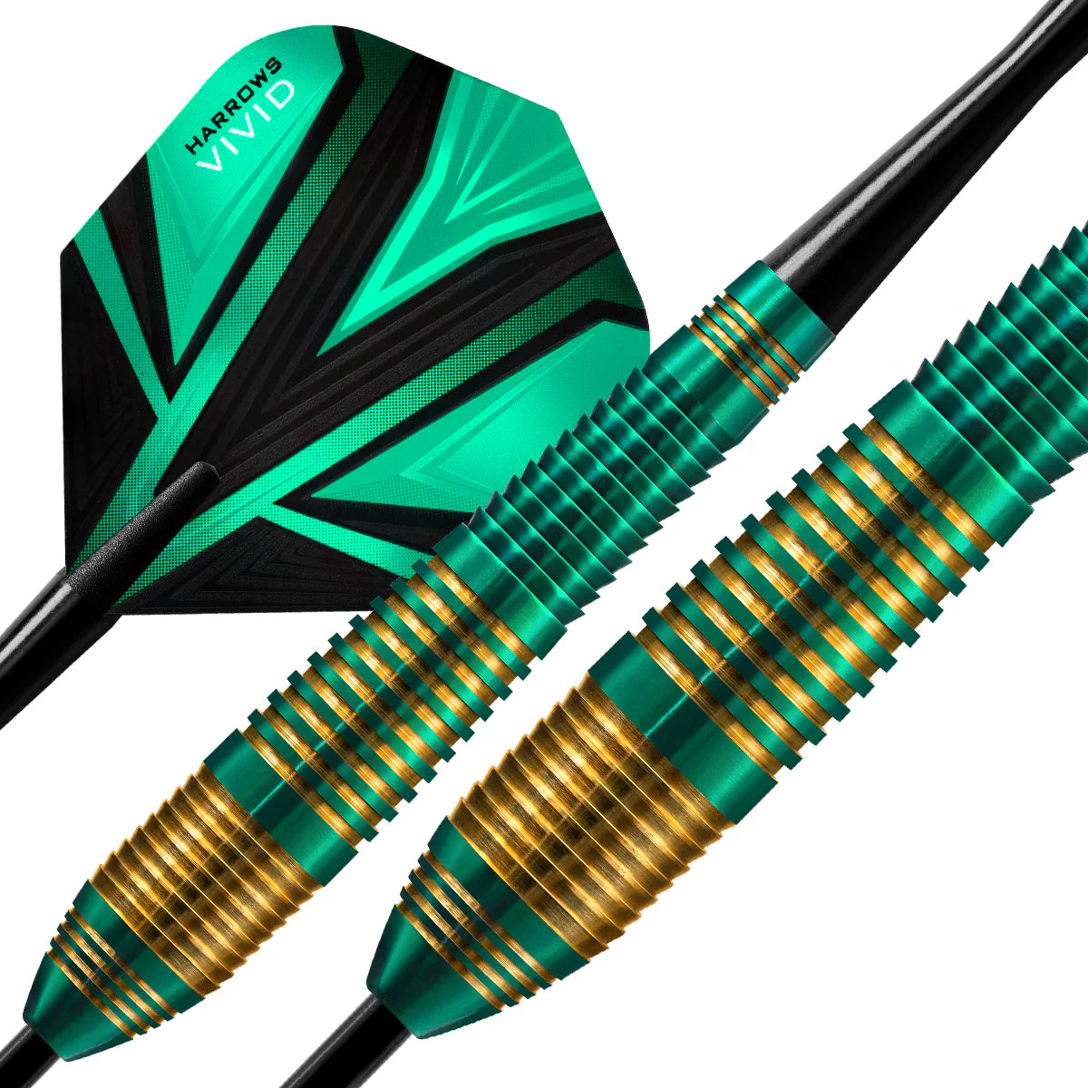 Harrows Vivid Brass Green - Steel Tip Darts - 24g