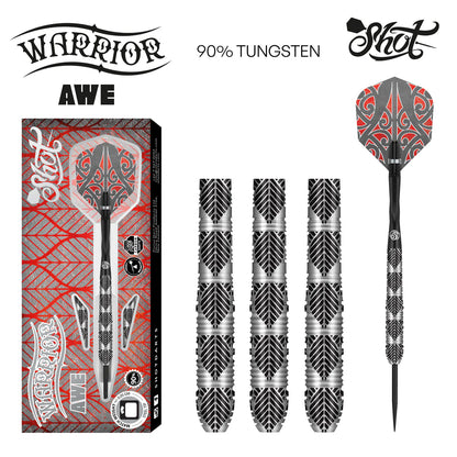 Shot Warrior Awe Steel Tip Dart Set-90% Tungsten-22gm