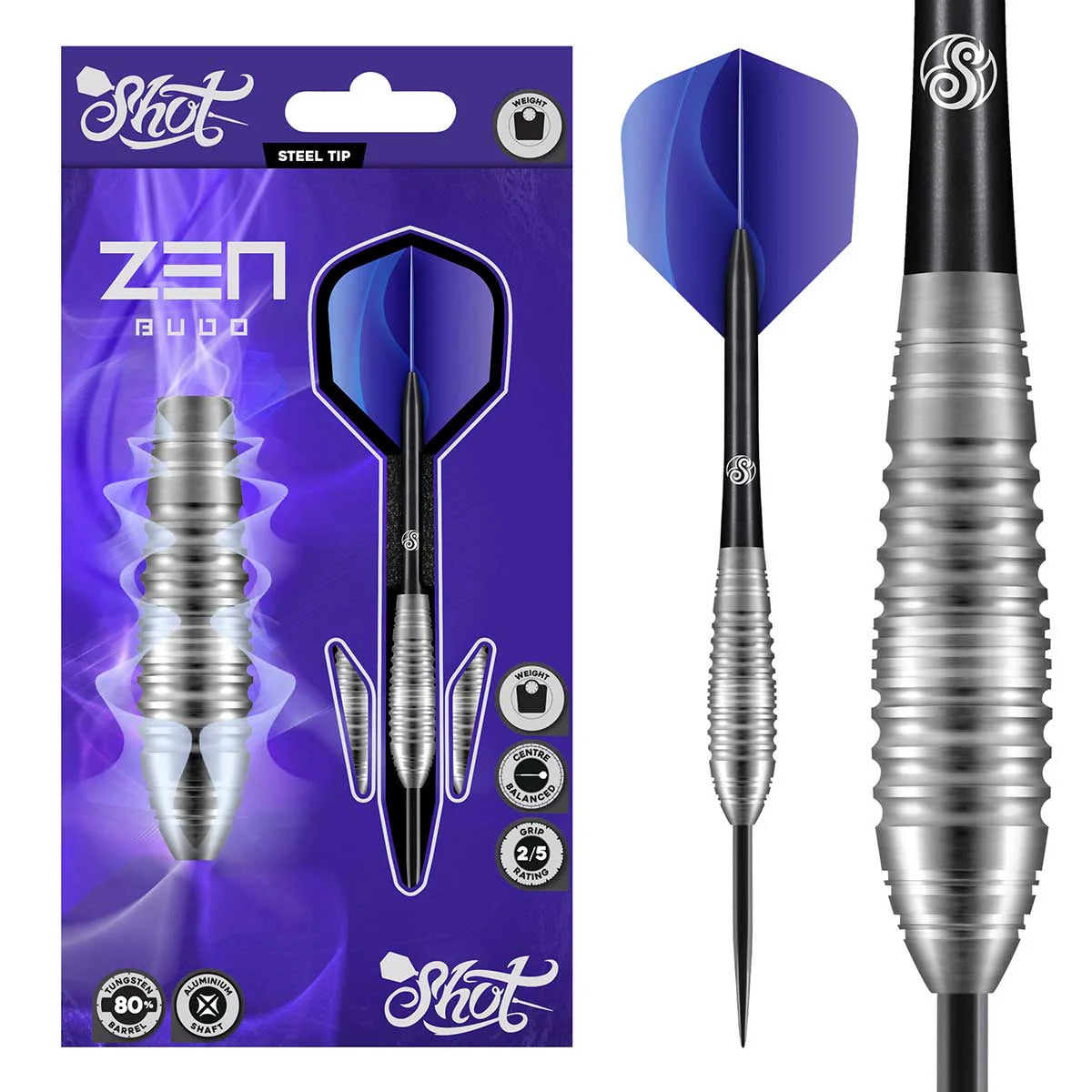 Shot Zen Budo Steel Tip Dart Set-80%-Tungsten-26gm