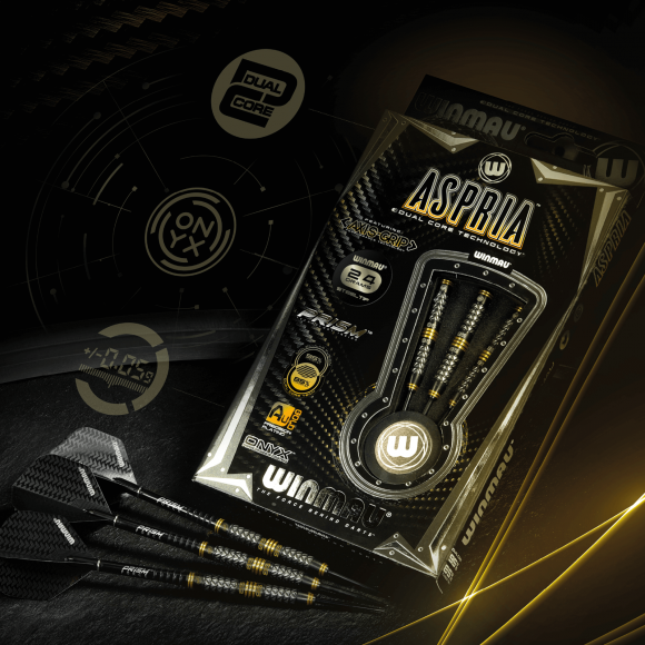 Winmau Aspria Steel Tip Dart Set  26 gram 95%/85% Tungsten alloy Dual Core technology
