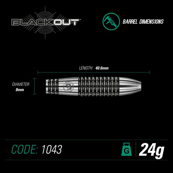 Winmau Blackout Steel Tip Dart Set 24 gram 90% Tungsten alloy