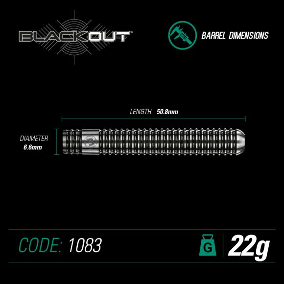 Winmau Blackout Steel Tip Dart Set 22 gram 90% Tungsten alloy