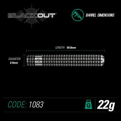 Winmau Blackout Steel Tip Dart Set 22 gram 90% Tungsten alloy