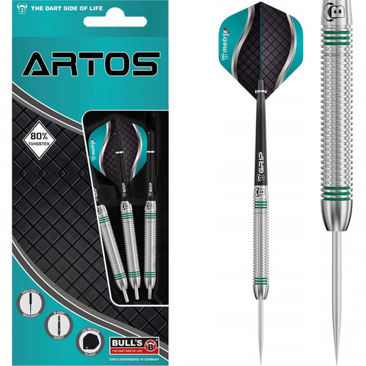 BULL'S Artos AR1 Mint Green 80% Tungsten 24 gram Steel Tip Dart Set