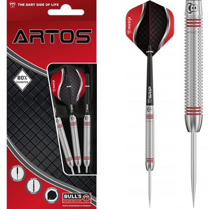 BULL'S Artos AR3 Red 80% Tungsten 22 gram Steel Tip Dart Set