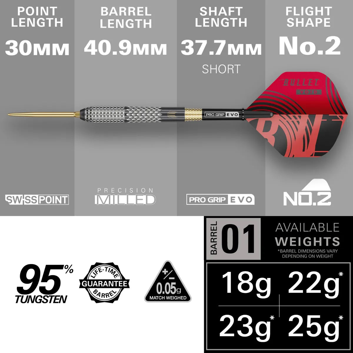 Target Stephen Bunting G5 Void Swiss Point Steel Tip Darts - 25gm