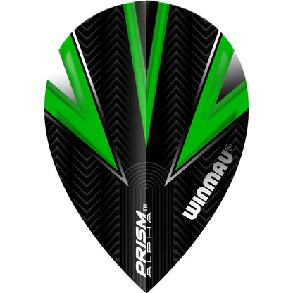 Winmau Prism Alpha Dart Flights - Pear Black with Green V
