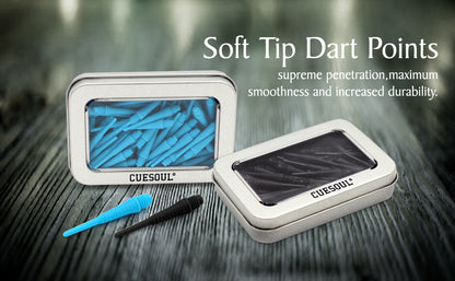 CUESOUL Soft Tip Darts Points 2BA Thread Pack of 100 in Tin - Multi Colors