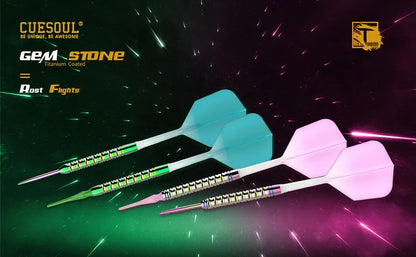 CUESOUL Green Gem Stone 21 gram 90% Tungsten Steel Tip Dart Set w/ ROST Flights