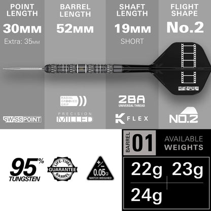 Target Chris Dobey 95K Swiss Point Steel Tip Darts - 23gm