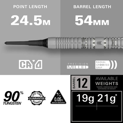 Target Cryo 12 Soft Tip Darts 90% Tungsten 19g