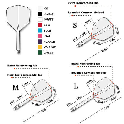 CUESOUL ROST AK5 Integrated Dart Shaft & Flight - Big Wing Shape - Short - Black
