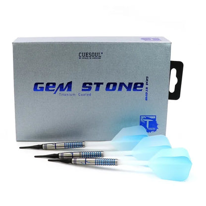 CUESOUL Blue Gem Stone 20 gram 90% Tungsten Soft Tip Dart Set w/ ROST Flights
