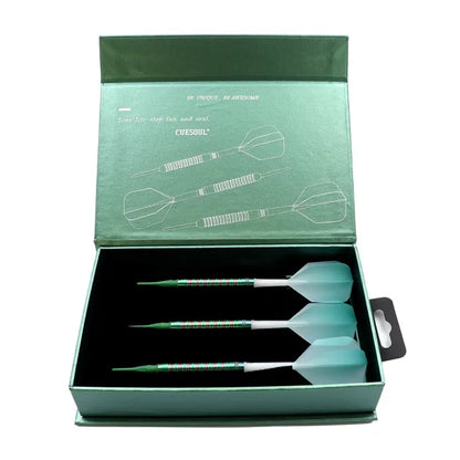 CUESOUL Green Gem Stone 19 gram 90% Tungsten Soft Tip Dart Set w/ ROST Flights