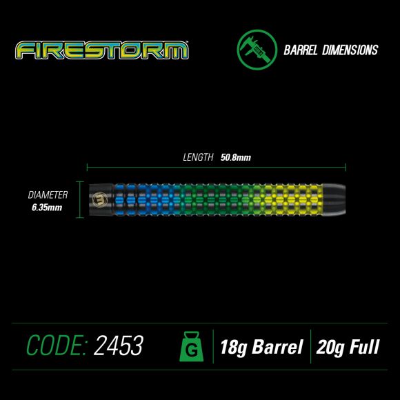Winmau Firestorm 18 gram barrel/20 gram full 90% Tungsten alloy SOFT TIP