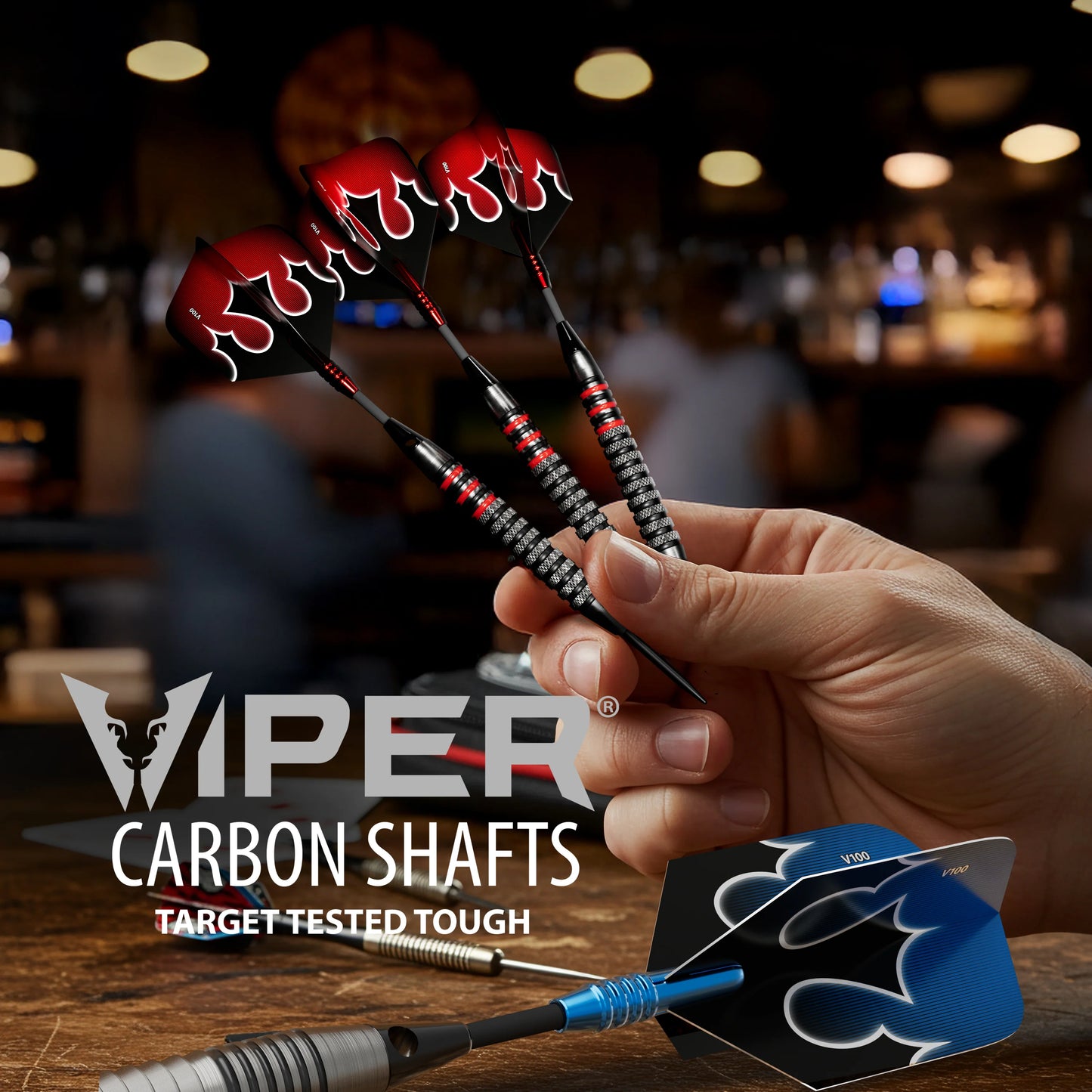 Viper Carbon Fiber Dart Shafts - Short - Silver & Black