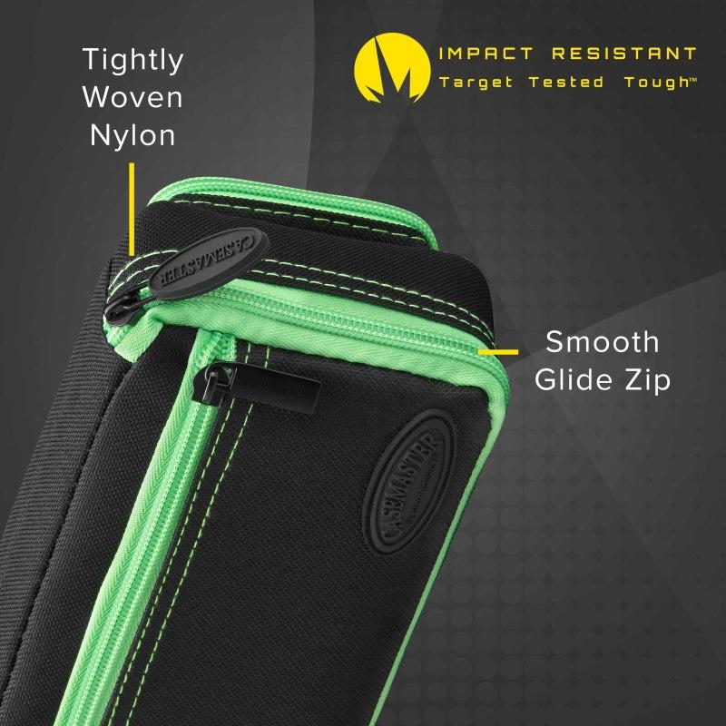 Casemaster Plazma Plus Dart Case Black with Green Trim and Phone Pocket Dart Case