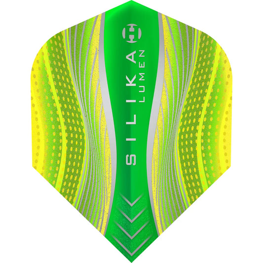 Harrows Silika Lumen - Patented Tough Crystalline Coated Yellow/Green - No6 Standard Dart Flights