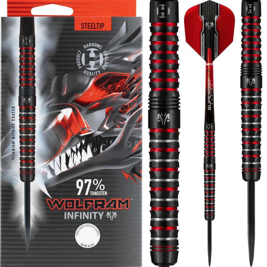 Harrows Wolfram Infinity - Steel Tip Darts - 97% Tungsten - 24g