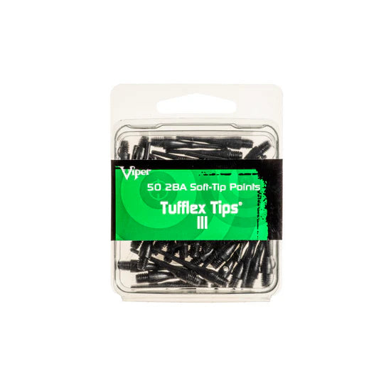 Viper By GLD Products Tufflex III Short Soft Dart Tips - 2BA Thread - 25 Pack (White)