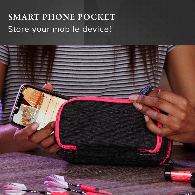 Casemaster Plazma Pro Dart Case Black with Pink Trim and Phone Pocket Dart Case