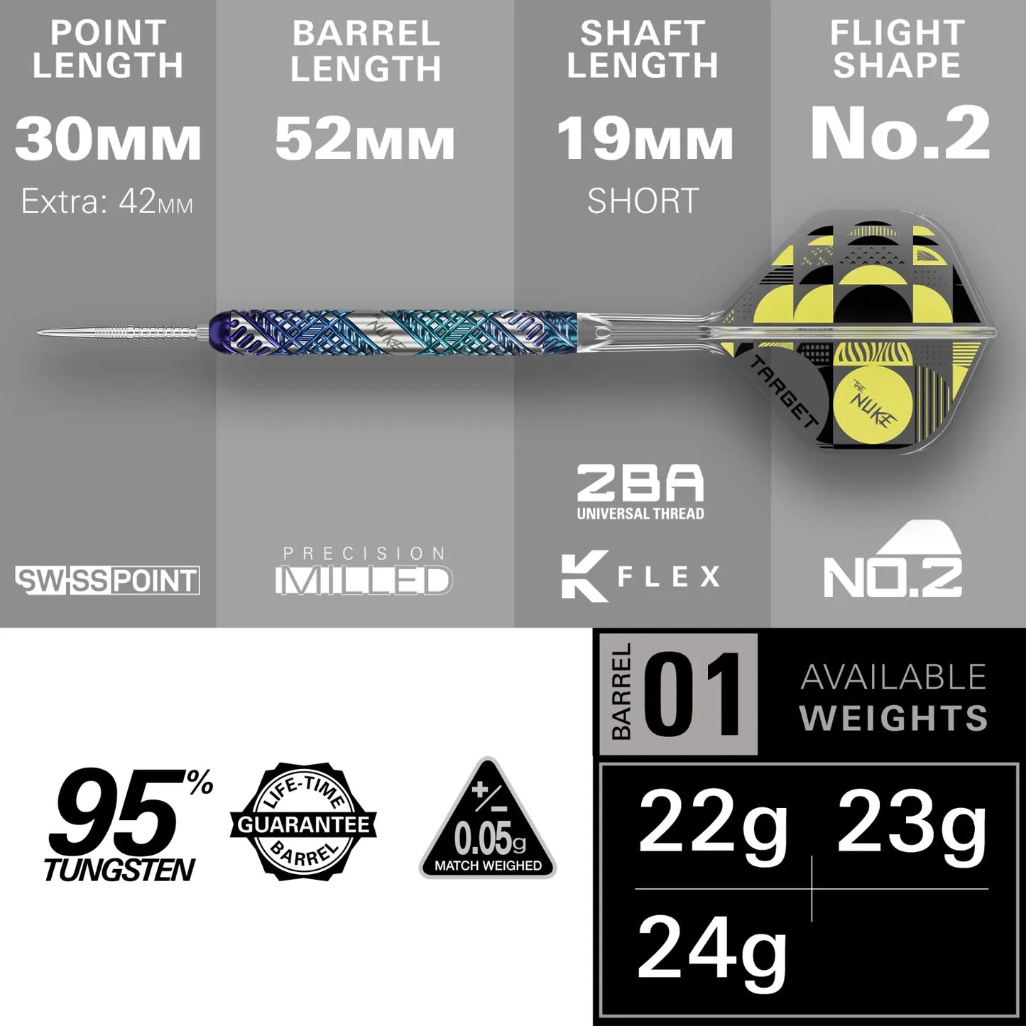 Target Luke Littler Edge Swiss Point Steel Tip Darts - 23gm