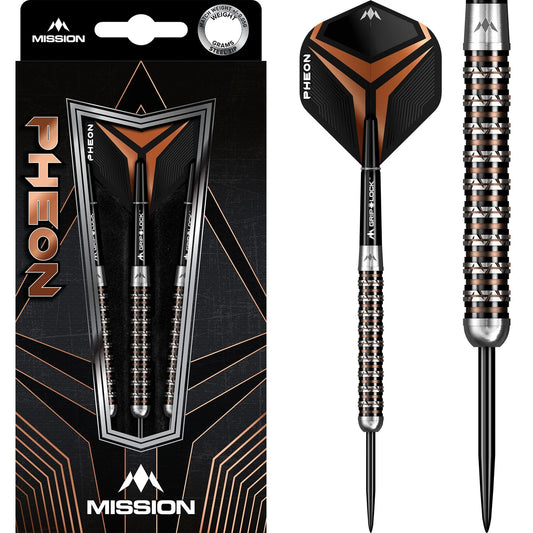 Mission Pheon Darts - Steel Tip Electro - Black & Bronze - 90% Tungsten - 24g