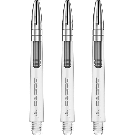 Mission Sabre Shafts - Polycarbonate Dart Stems - Clear - Silver Top - Medium