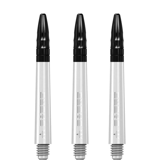 Mission Sabre Shafts - Polycarbonate Dart Stems - White - Black Top - Tweenie Plus