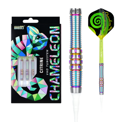 One80 Chameleon Citrine 18 gram 90% Tungsten Soft Tip Dart Set