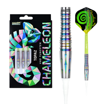 One80 Chameleon Topaz 18 gram 90% Tungsten Soft Tip Dart Set