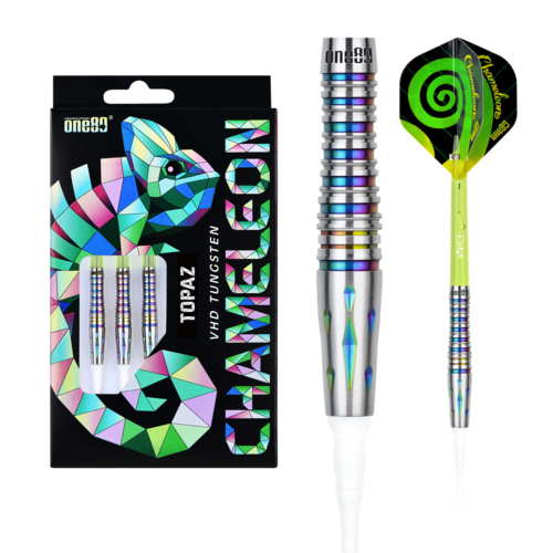 One80 Chameleon Topaz 20 gram 90% Tungsten Soft Tip Dart Set