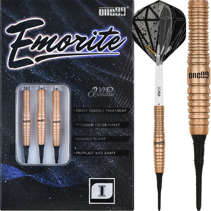 One80 Emorite 01 Rose Gold 20 gram 90% Tungsten Soft Tip Dart Set