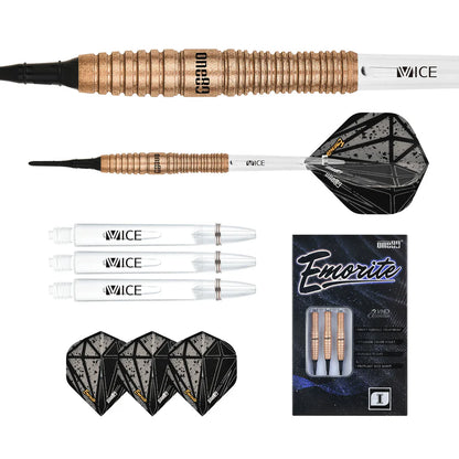 One80 Emorite 01 Rose Gold 20 gram 90% Tungsten Soft Tip Dart Set
