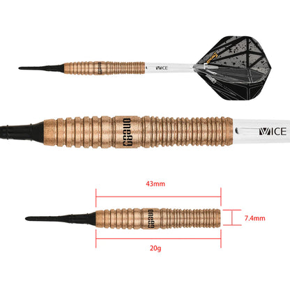 One80 Emorite 01 Rose Gold 20 gram 90% Tungsten Soft Tip Dart Set