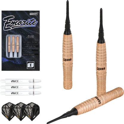 One80 Emorite 01 Rose Gold 20 gram 90% Tungsten Soft Tip Dart Set